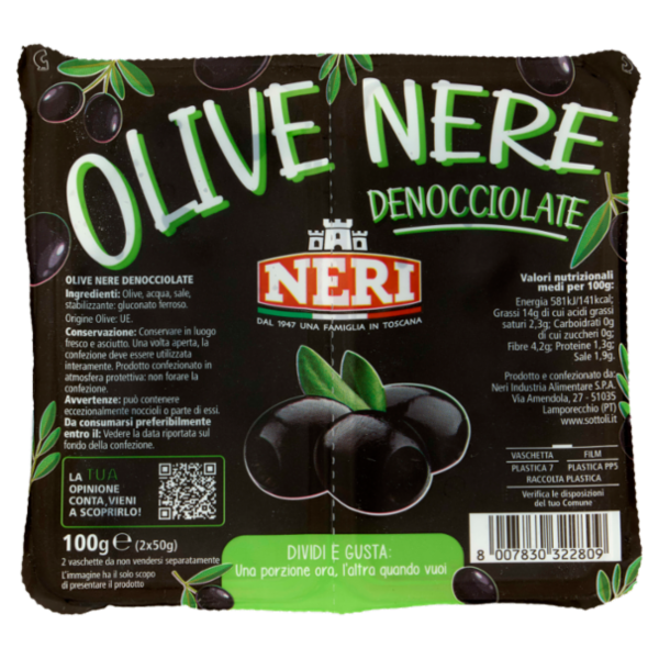 Neri Olive Nere Denocciolate 2 x 50 g
