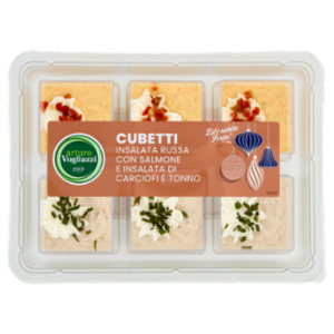 Arturo Vogliazzi Cubetti Insalata Russa Con Salmone e Insalata Di Carciofi e Tonno 270 g