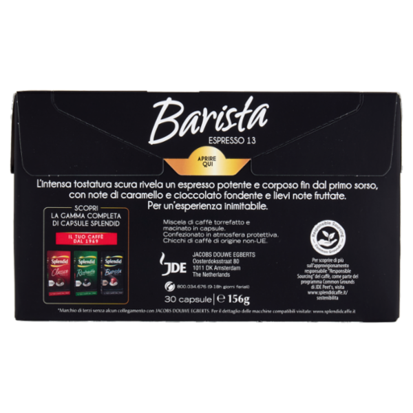 Splendid Barista 13 - 30 Capsule Caffè Compatibili con Macchine Nespresso*® Original 156g