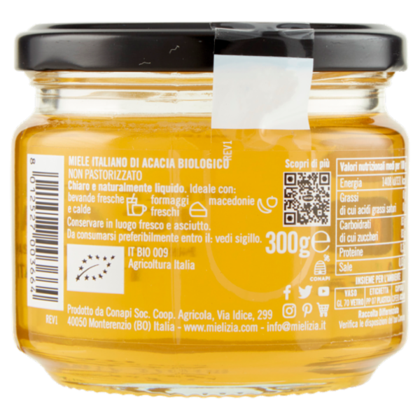 Mielizia Bio Miele Italiano Acacia non Pastorizzato Italia 300 g