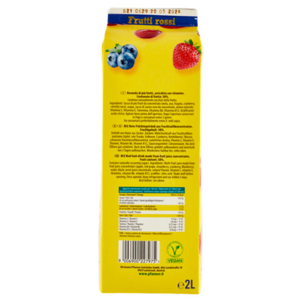 Pfanner Frutti Rossi Senza Zuccheri Aggiunti* 2 L
