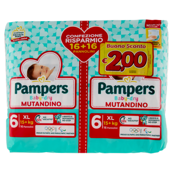 Pampers Baby-dry Mutandino XL 16 + 16 pz