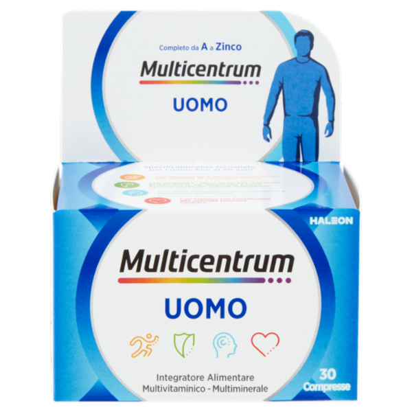 Multicentrum Uomo Vitamina B, D, Magnesio Integratore Multivitaminico Completo 30 cpr 39 g