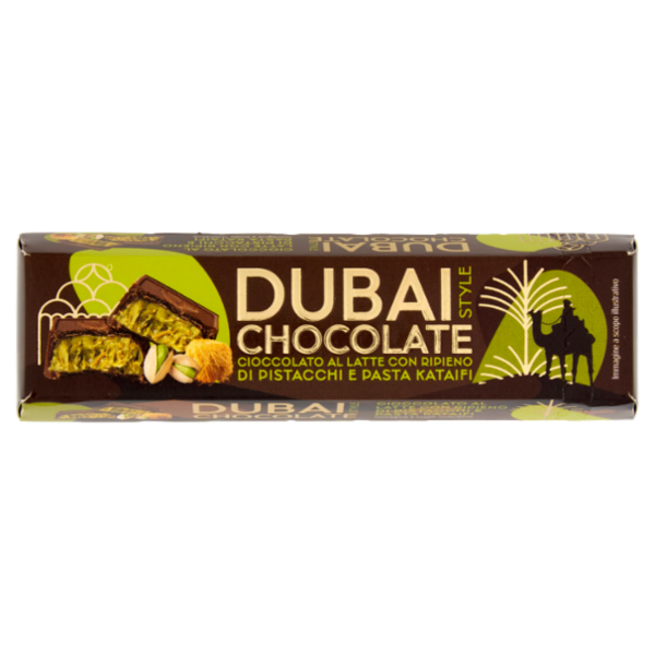 Dubai Style Chocolate Cioccolato al Latte con Ripieno di Pistacchi e Pasta Kataifi 70 g