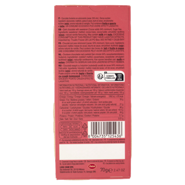 Zàini Zero Sugar Fondente 70 g