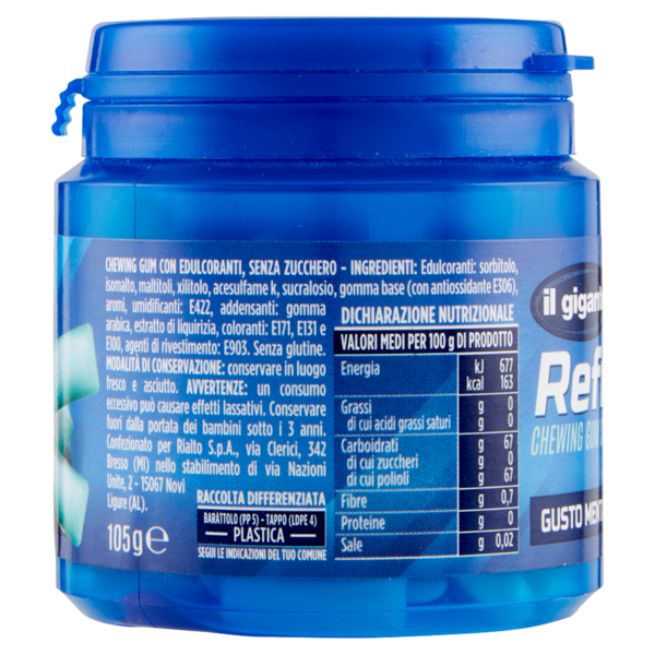 IL GIGANTE Refresh Chewing Gum Senza Zucchero Gusto Menta e Liquirizia 105 g