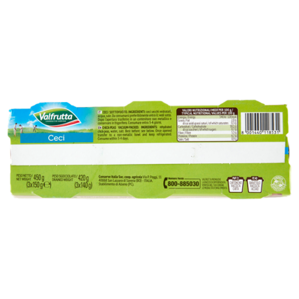 Valfrutta Cotti a Vapore Ceci 3 x 150 g