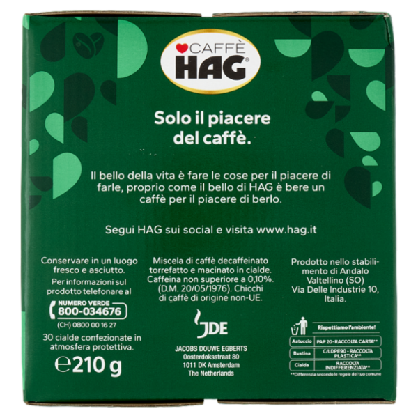 Caffè Hag Classico- 30 Cialde Caffè Decaffeinato ESE 44mm 210g