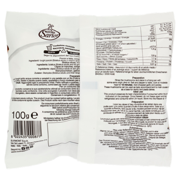 Cucina Sartor Porcini a fette Congelati 100 g