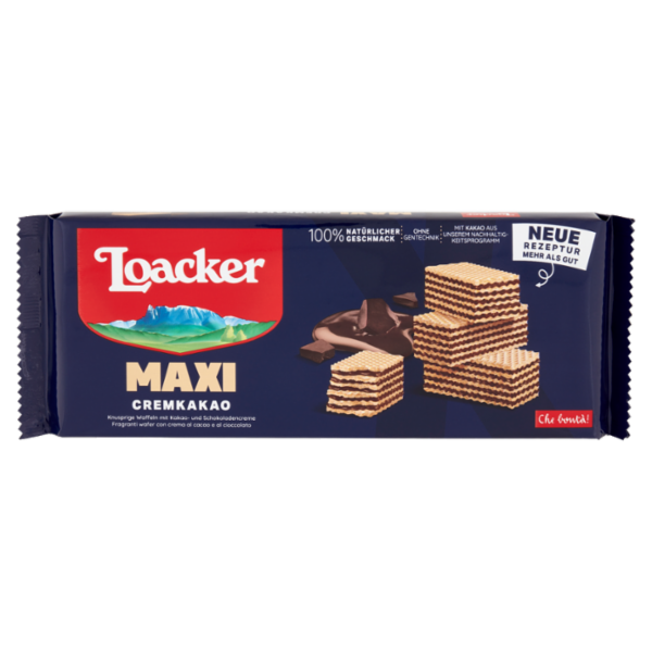 Loacker Maxi Cremkakao Wafer con crema al cacao nobile dell'Ecuador e al cioccolato Wafers 200g