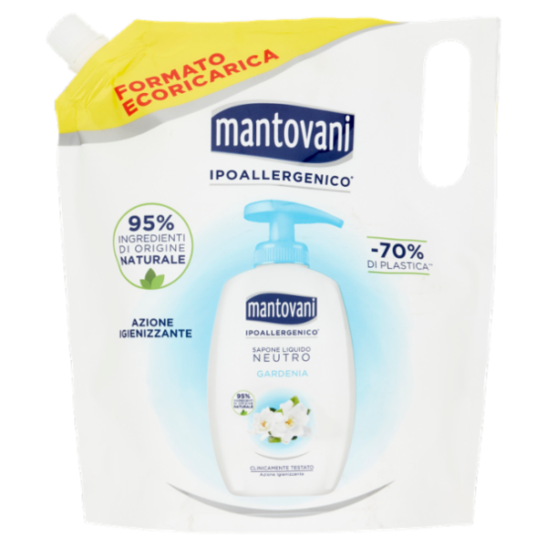 mantovani Sapone Liquido Neutro Gardenia Formato Ecoricarica 750 ml