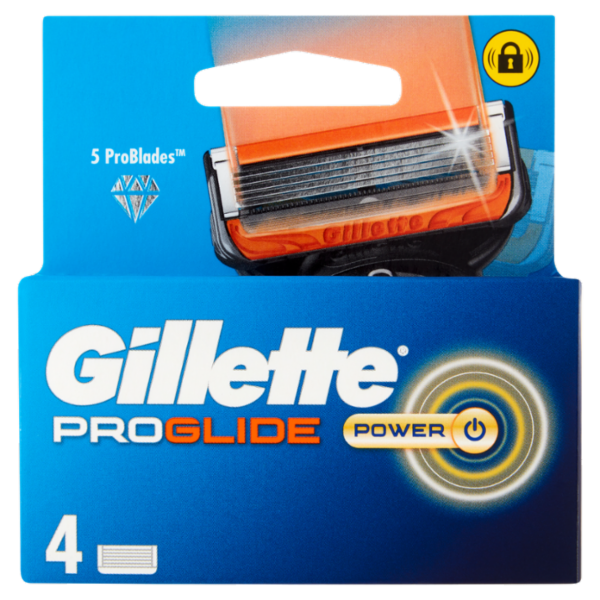 Gillette Proglide Power Lamette di ricambio per Rasoio da Uomo, 4 Ricariche