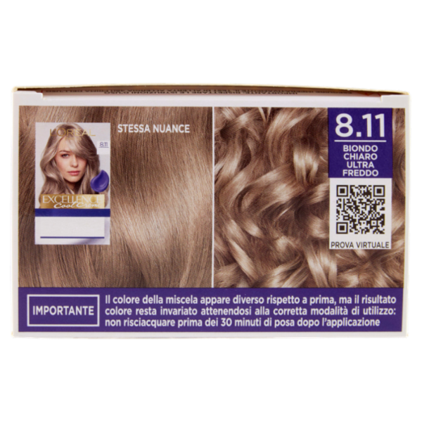 L'Oréal Paris Excellence Cool Creme Colorazione Triplo Trattamento Biondo Chiaro Ultra Freddo 8.11