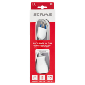 Scame Prolunga Da 3m Cavo H05VV-F Sezione 3x0,75mm² Spina e Presa 10A 2P+T 250V