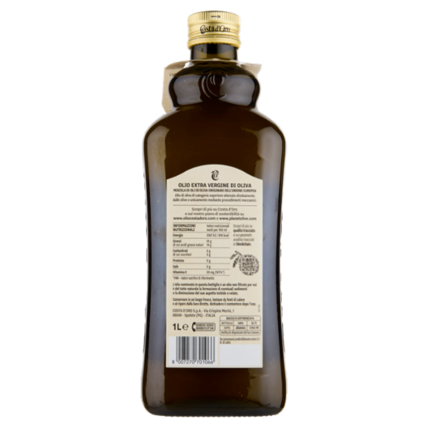 Costa d'Oro l'Extra Non Filtrato Fruttato Olio Extra Vergine di Oliva 1 L