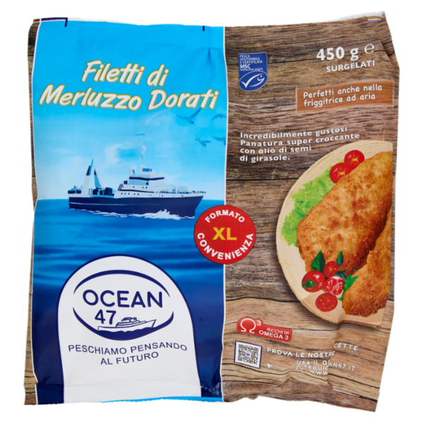 Ocean 47 Filetti di Merluzzo Dorati Surgelati 450 g