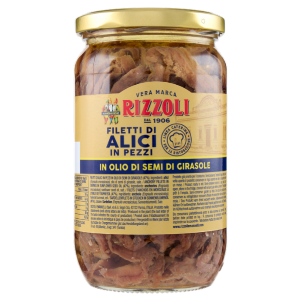 Rizzoli Linea Catering Filetti di Alici in Pezzi in Olio di Semi di Girasole 720 g