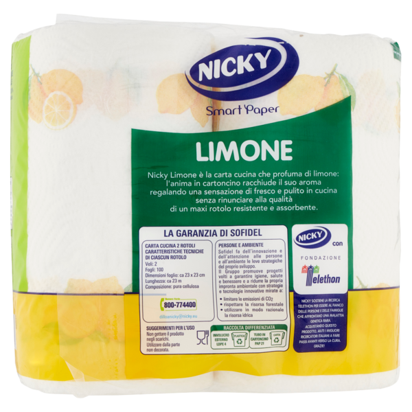 Nicky Carta Cucina Limone Maxi Rotoli 2 pz