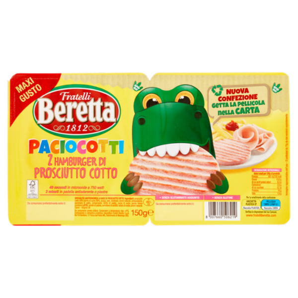 Fratelli Beretta Paciocotti 2 Hamburger di Prosciutto Cotto 150 g