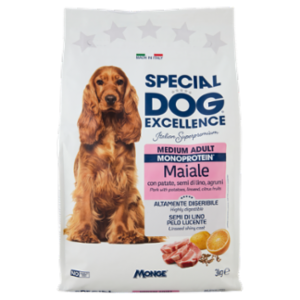 Special Dog Excellence Medium Adult Monoprotein Maiale Con Patate, Semi Di Lino, Agrumi 3 Kg