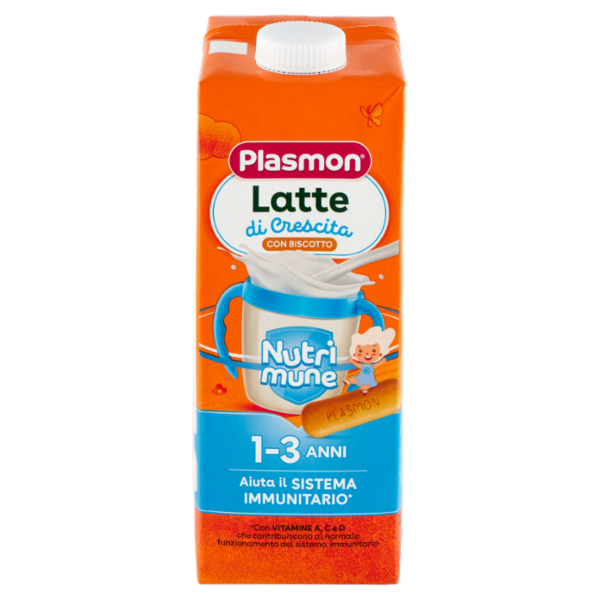 Plasmon Latte di Crescita con Biscotto Nutri mune 1-3 Anni 1 L