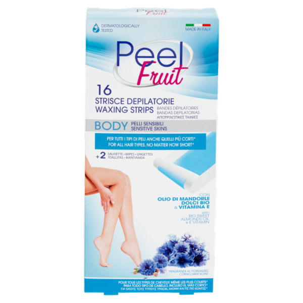 Peel Fruit 16 Strisce Depilatorie Body Pelli Sensibili + 2 Salviette