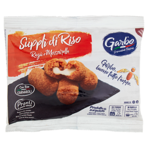 Garbo Linea Panati Supplì di Riso Ragù e Mozzarella Prodotto surgelato 250 g