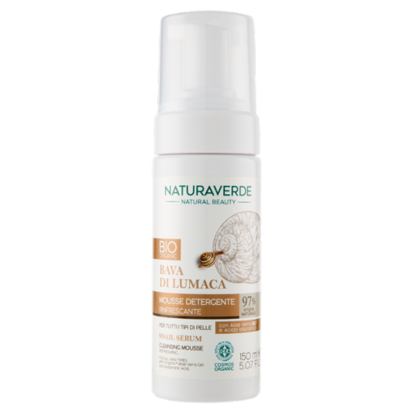 Naturaverde Natural Beauty Bio Bava di Lumaca Mousse Detergente Rinfrescante 150 ml