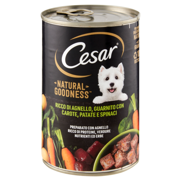 Cesar Natural Goodness Ricco di Agnello, Guarnito con Carote, Patate e Spinaci 400 g