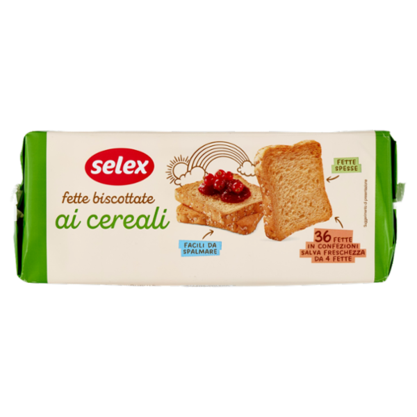 Selex Fette Biscottate ai Cereali in Confezioni Salvafreschezza 9x4 fette 320 g