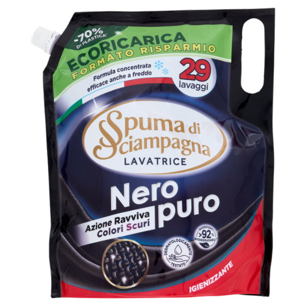 Spuma di Sciampagna Lavatrice Nero puro Ecoricarica 1305 ml