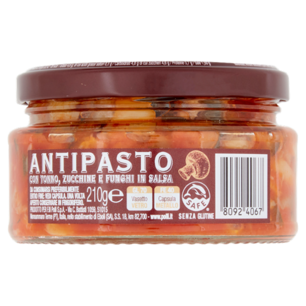 Polli Antipasto con Tonno, Zucchine e Funghi in Salsa 210 g