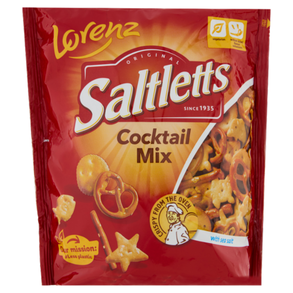 Lorenz Saltletts Cocktail Mix Varietà di Salatini dorati e croccanti, con sale marino 180 g
