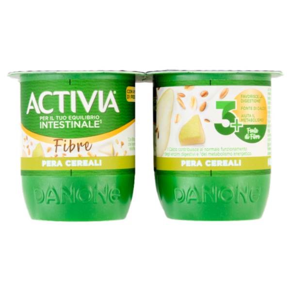 ACTIVIA Fibre Yogurt con Probiotico Bifidus, gusto Pere e Cereali, 4x125g