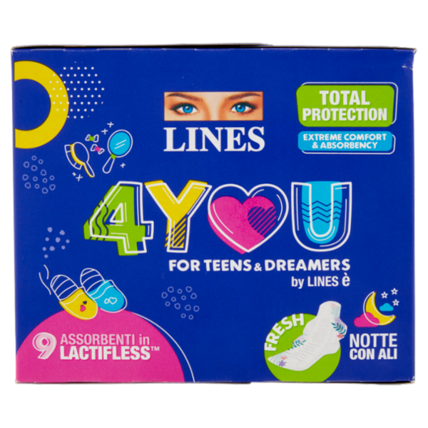 Lines 4You Assorbenti in Lactifless Notte con Ali 9 pz