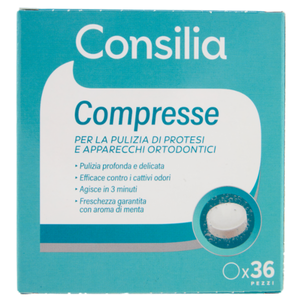 Consilia Compresse per la Pulizia di Protesi e Apparecchi Ortodontici 36 pezzi