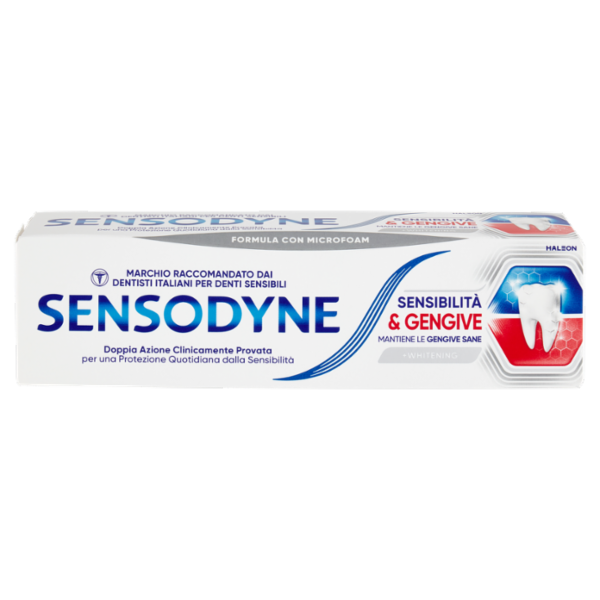 Sensodyne Sensibilità & Gengive Whitening, Dentifricio per Denti sensibili e Fastidi Gengivali, 75ml