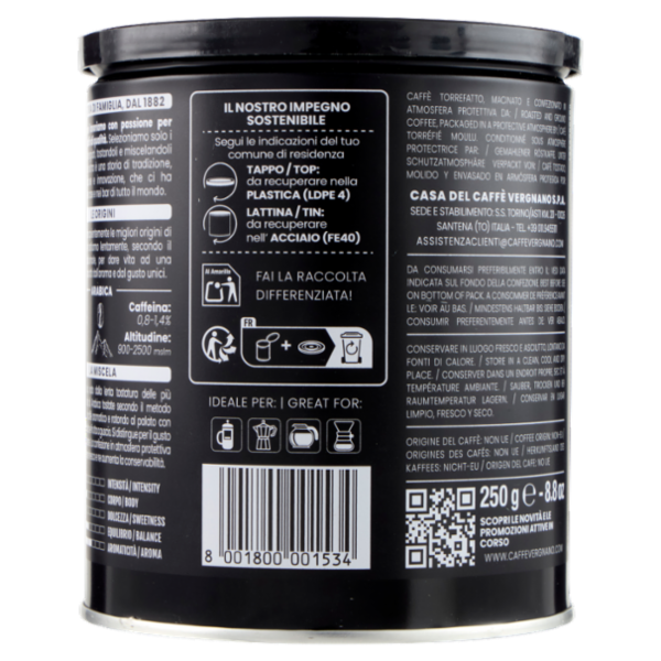 Caffè Vergnano 1882 100% Arabica Macinatura Moka 250 g