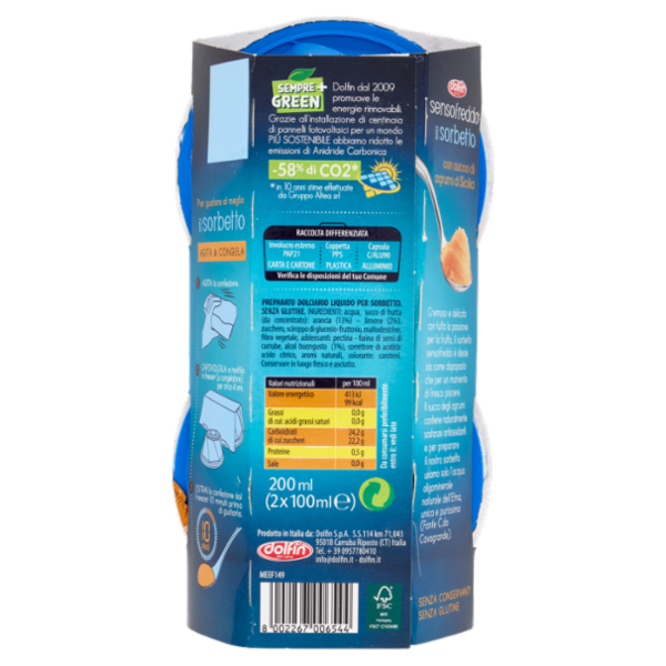 dolfin sensofreddo il sorbetto con succo di agrumi di Sicilia 2 x 100 ml