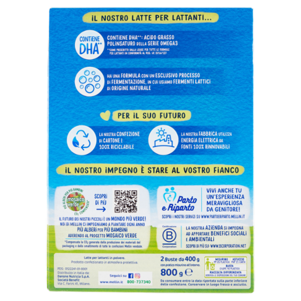 Mellin 1 Latte per Lattanti Uno 2 x 400 g