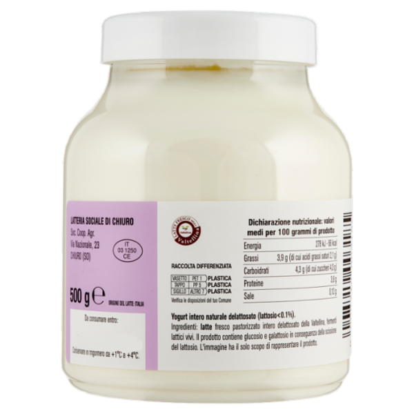 AlpiYo Yogurt di Valtellina Senza Lattosio Intero Naturale 500 g