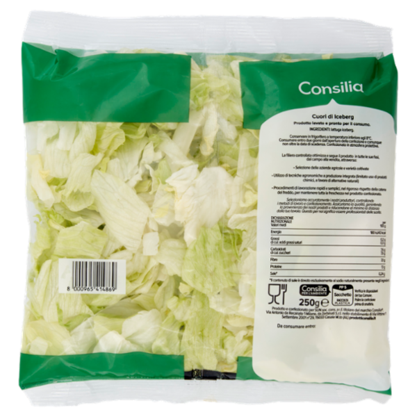 Consilia Cuori di Iceberg Lavati e Pronti per il Consumo 250 g