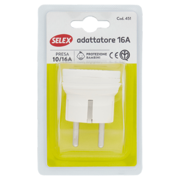 Selex Adattatore Semplice Spina Tedesca + 1 Presa Bivalente Bianco