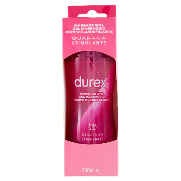 Durex Massage 2 in 1, Gel Lubrificante Intimo a Base Acqua e Gel per Massaggi, con Guaranà, 200 ml