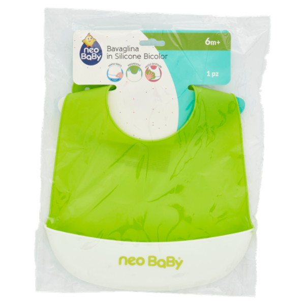 neo Baby Bavaglina in Silicone Bicolor 6m+ 1 pz