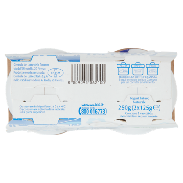 Mukki Yogurt Intero Naturale e cremoso 2 x 125 g