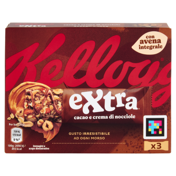 Kellogg's extra cacao e crema di nocciole 3 x 35 g