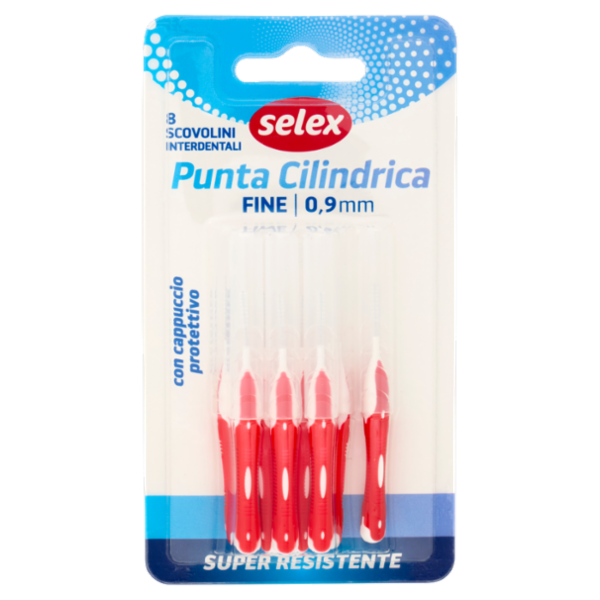 Selex Scovolini Interdentali Punta Cilindrica Fine 0,9 mm 8 pezzi