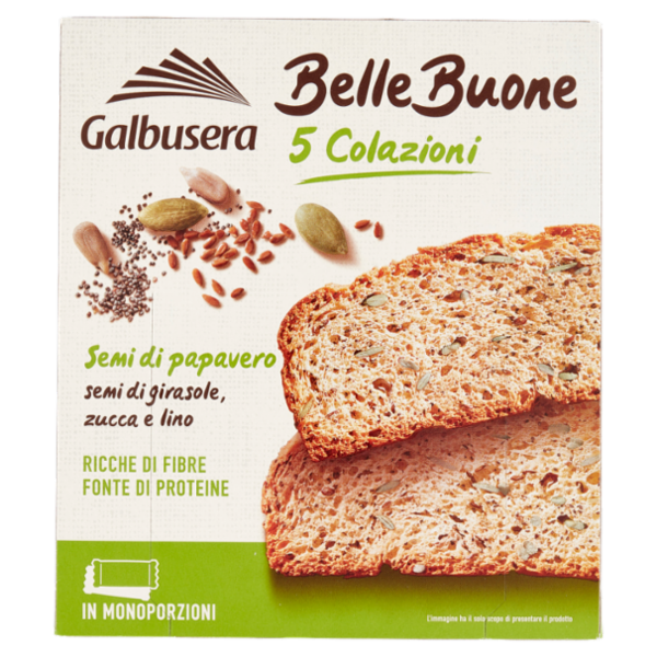 Galbusera BelleBuone 5 Colazioni Semi di papavero semi di girasole, zucca e lino 5 x 40 g