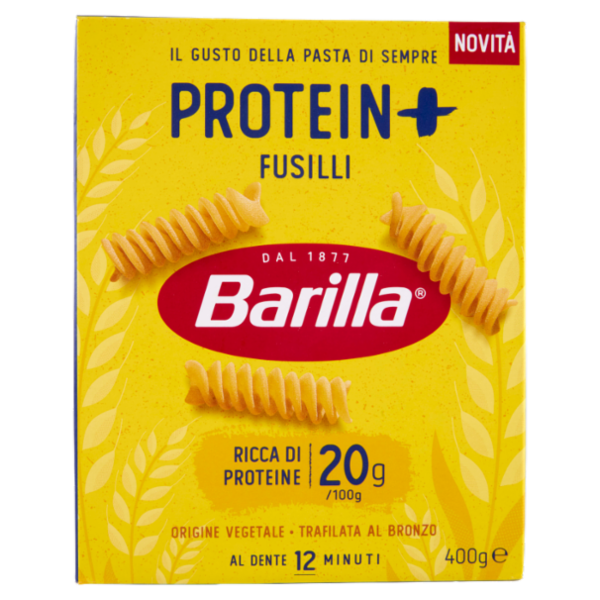 Barilla Protein+ Fusilli, Pasta Ricca di Proteine di Origine Vegetale, 400 g